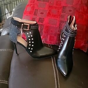 Sexy Black Rhinestone Stilletto Booties